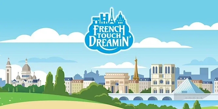 파리 스카이라인 위의 French Touch Dreamin' 로고