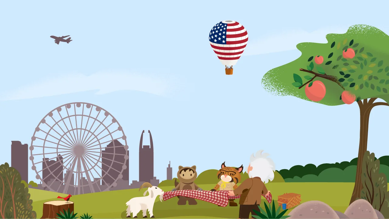 تمائم Salesforce في نزهة بحديقة في أتلانتا، رسم Trailblazer Bootcamp Atlanta