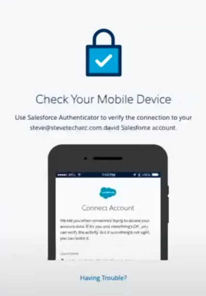 في انتظار الإجراءات في Salesforce Authenticator